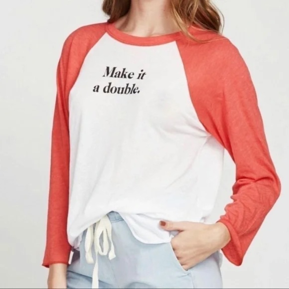 Wild fox white and red make it a double quarter sleeve graphic tee like new